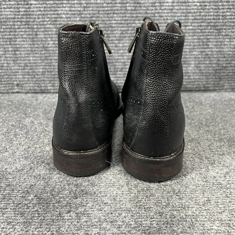 Massimo Dutti Boots Mens Size 44 Black Leather‎ Brogue Zip Combat 7006/322/800